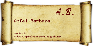 Apfel Barbara névjegykártya